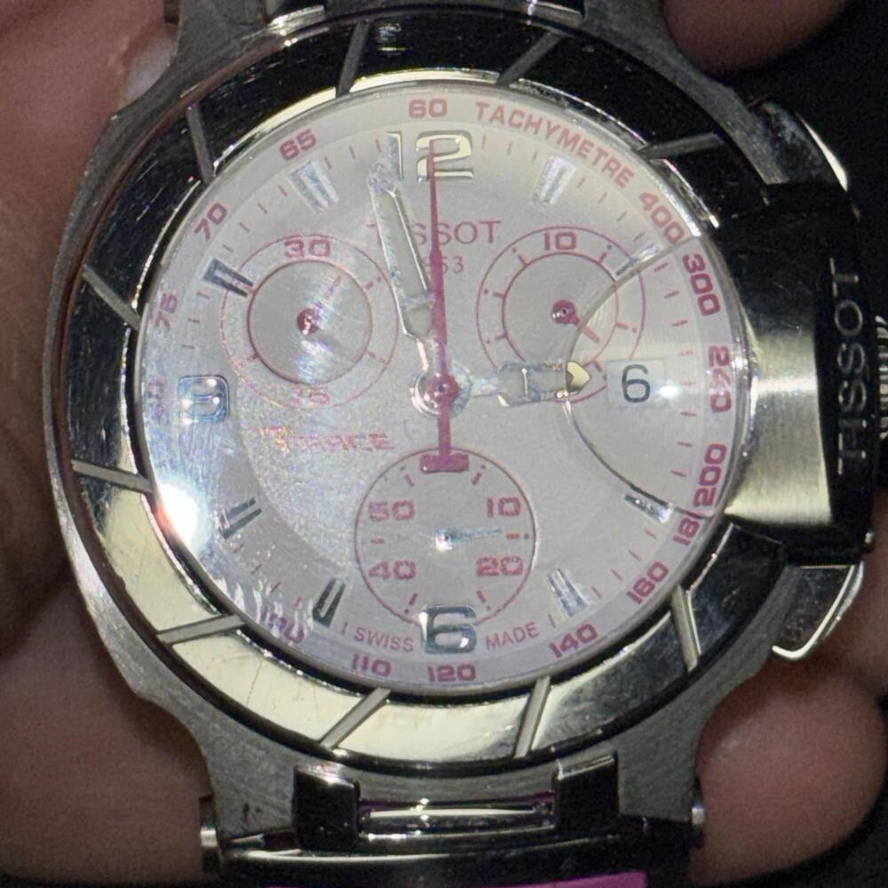 Tissot T-race Pink/silver Dial Pink Silicone Strap Swiss Quartz Chronograph - Picture 7 of 15